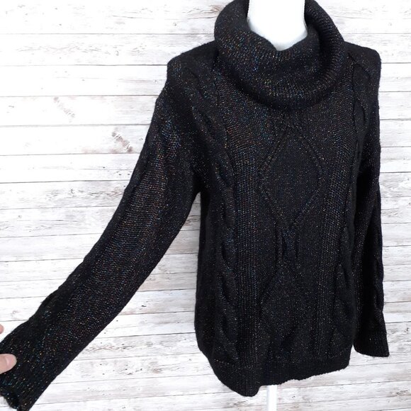 Charter Club Cowl Neck Sweater PM Black Sparkle 6 - Picture 3 of 7